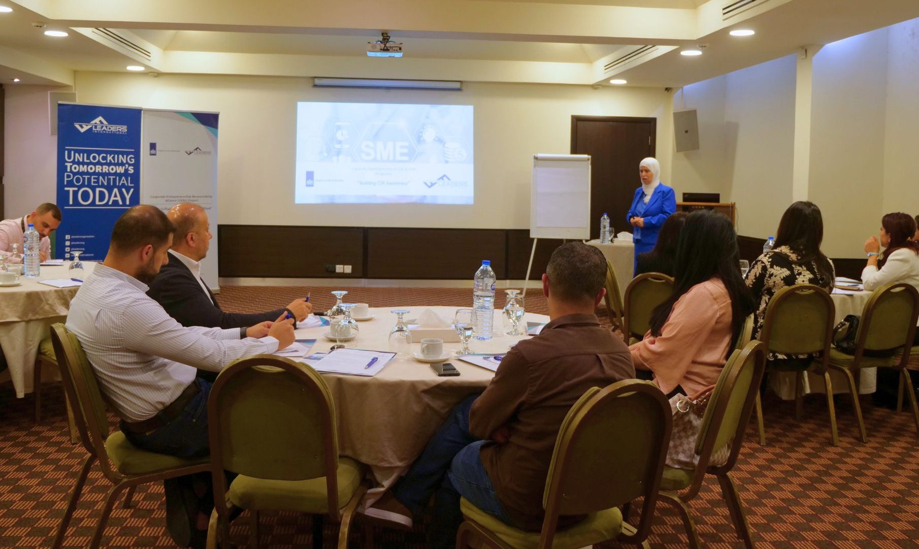 Business leaders participating in the CSR capacity-building programme organized by Leaders International in Amman.