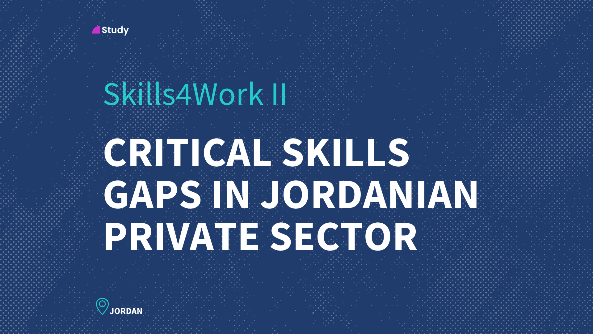 An infographic summarizing key findings from the Skills4Work II project study, highlighting employment challenges, skills gaps, and gender dynamics among Jordanian host communities and Syrian refugees. The visual includes statistics on income disparities, training needs, and female participation in the workforce, emphasizing the project's impact on sustainable employment and SDG alignment